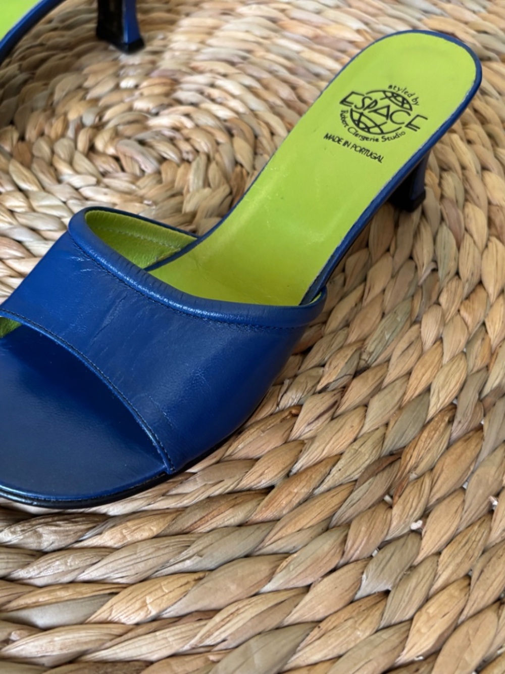 ESPACE / Robert Clergerie Studio / metallic blue leather / open toe mule / 7 - Picture 2 of 12